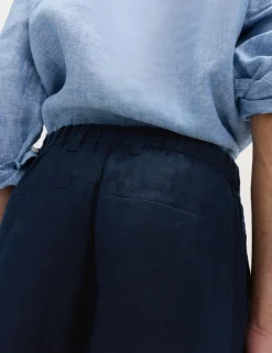Pure Linen Half- Elasticated Waist Trousers