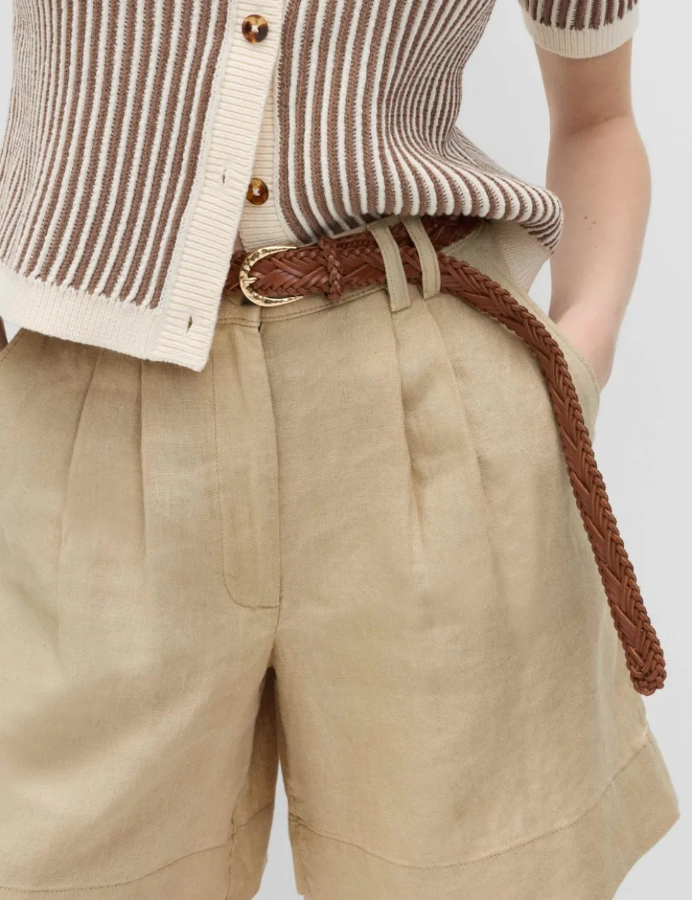 Pure Linen High Waisted Shorts