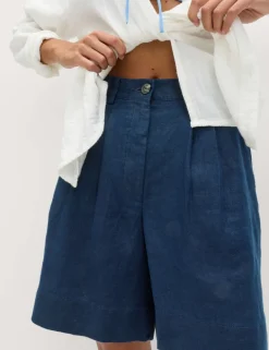 Pure Linen High Waisted Shorts
