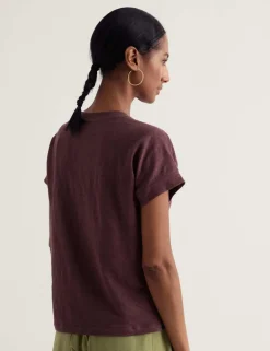 Pure Linen Jersey Boat Neck T-Shirt