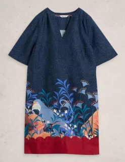 Pure Linen Knee Length Relaxed Tea Dress