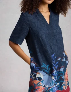 Pure Linen Knee Length Relaxed Tea Dress