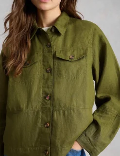 Pure Linen Lightweight Collared Jacket