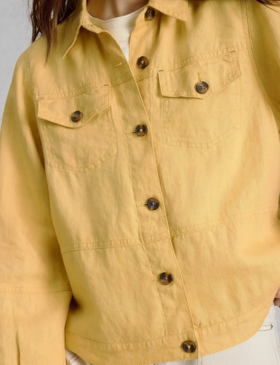 Pure Linen Lightweight Collared Jacket