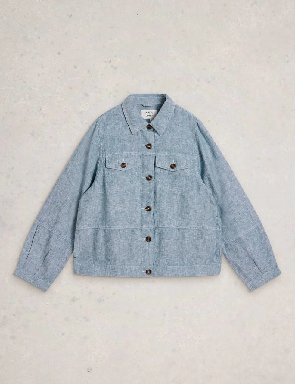 Pure Linen Lightweight Collared Jacket