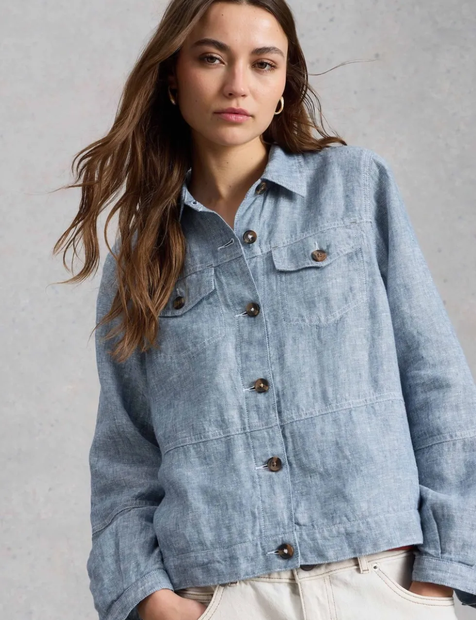Pure Linen Lightweight Collared Jacket