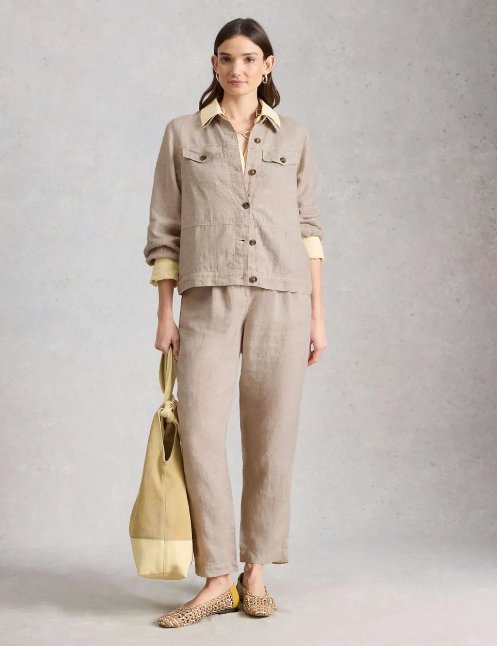 Pure Linen Lightweight Collared Jacket