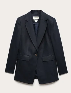 Pure Linen Longline Single Breasted Blazer