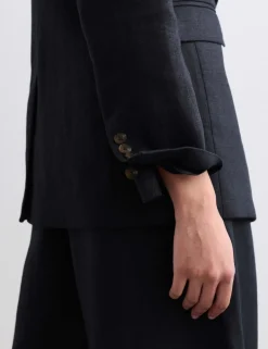 Pure Linen Longline Single Breasted Blazer