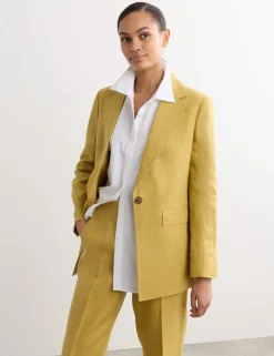 Pure Linen Longline Single Breasted Blazer