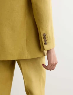 Pure Linen Longline Single Breasted Blazer