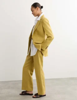 Pure Linen Longline Single Breasted Blazer