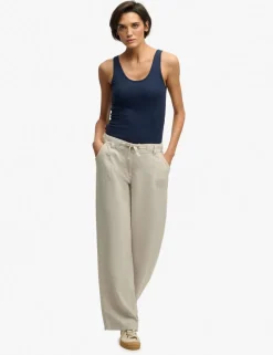 Pure Linen Low Rise Wide Leg Trousers