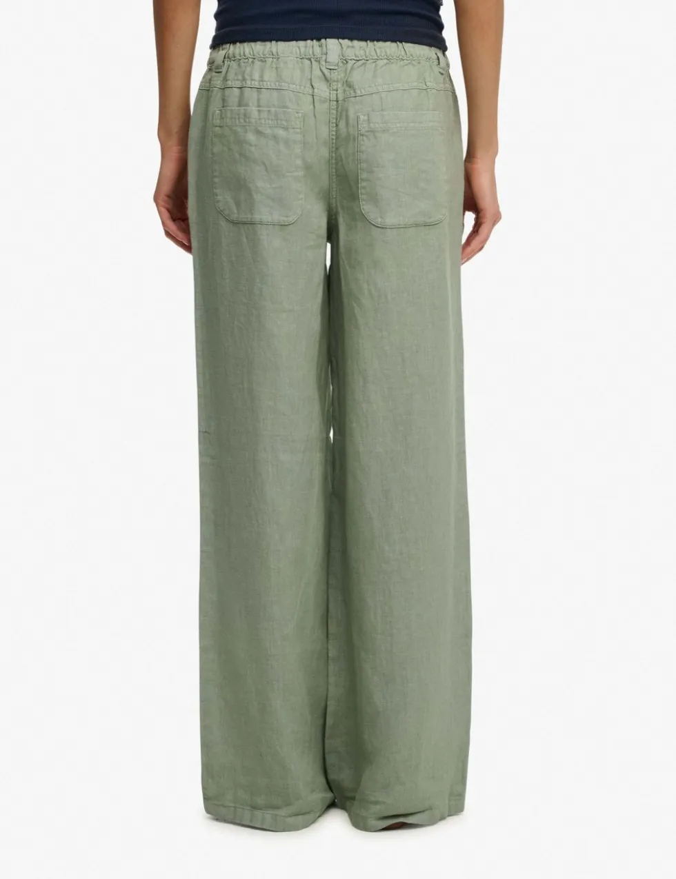 Pure Linen Low Rise Wide Leg Trousers