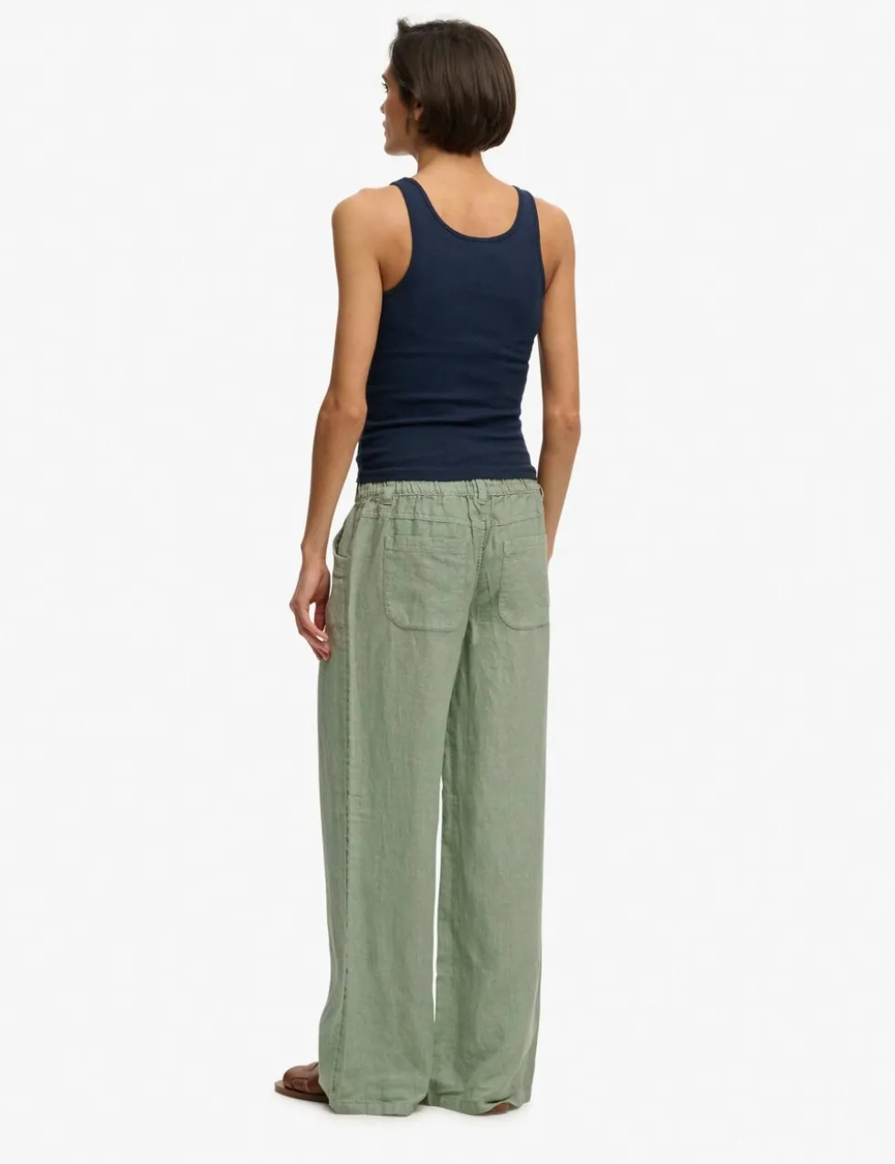 Pure Linen Low Rise Wide Leg Trousers