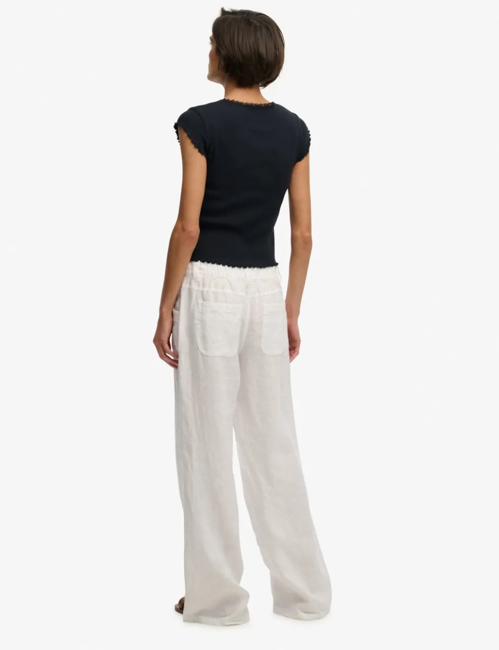 Pure Linen Low Rise Wide Leg Trousers