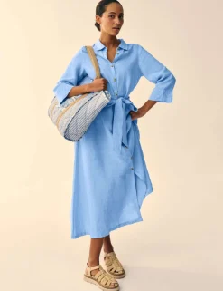 Pure Linen Maxi Shirt Dress