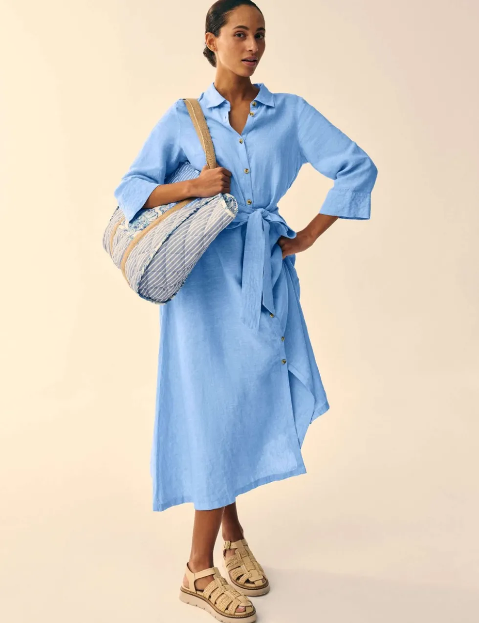 Pure Linen Maxi Shirt Dress