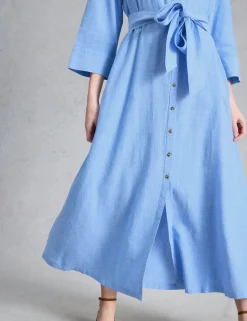 Pure Linen Maxi Shirt Dress