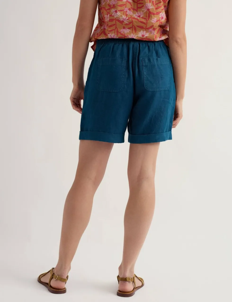 Pure Linen Mid Rise Shorts