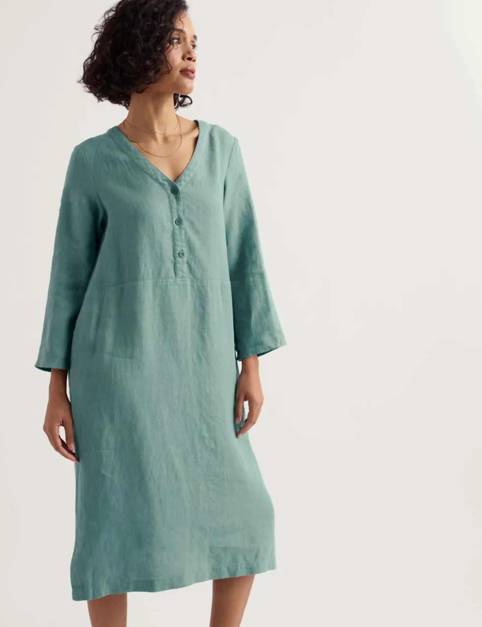 Pure Linen Midi Shift Dress