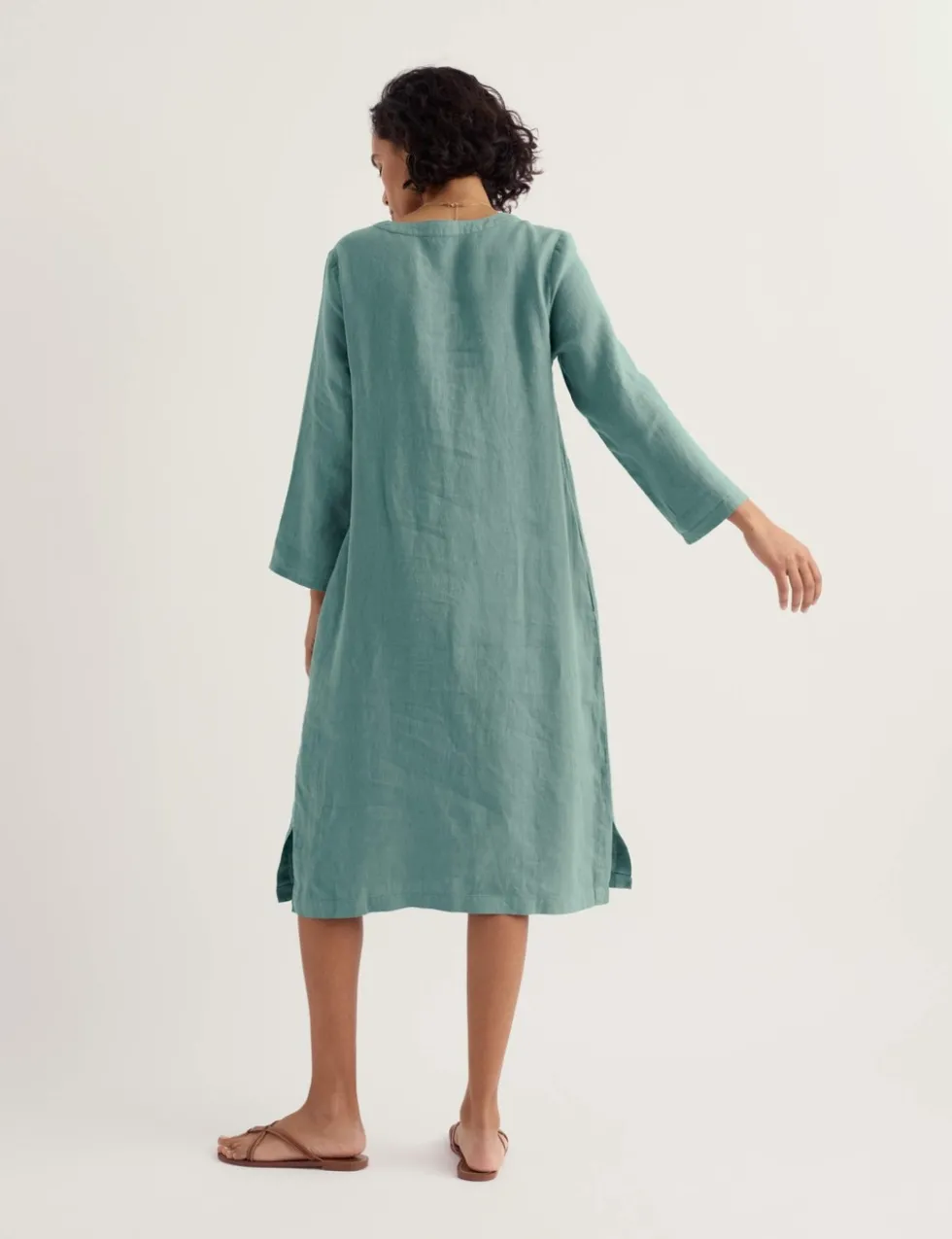 Pure Linen Midi Shift Dress