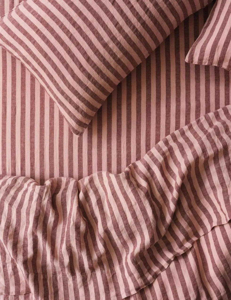 Pure Linen Pembroke Stripe Fitted Sheet