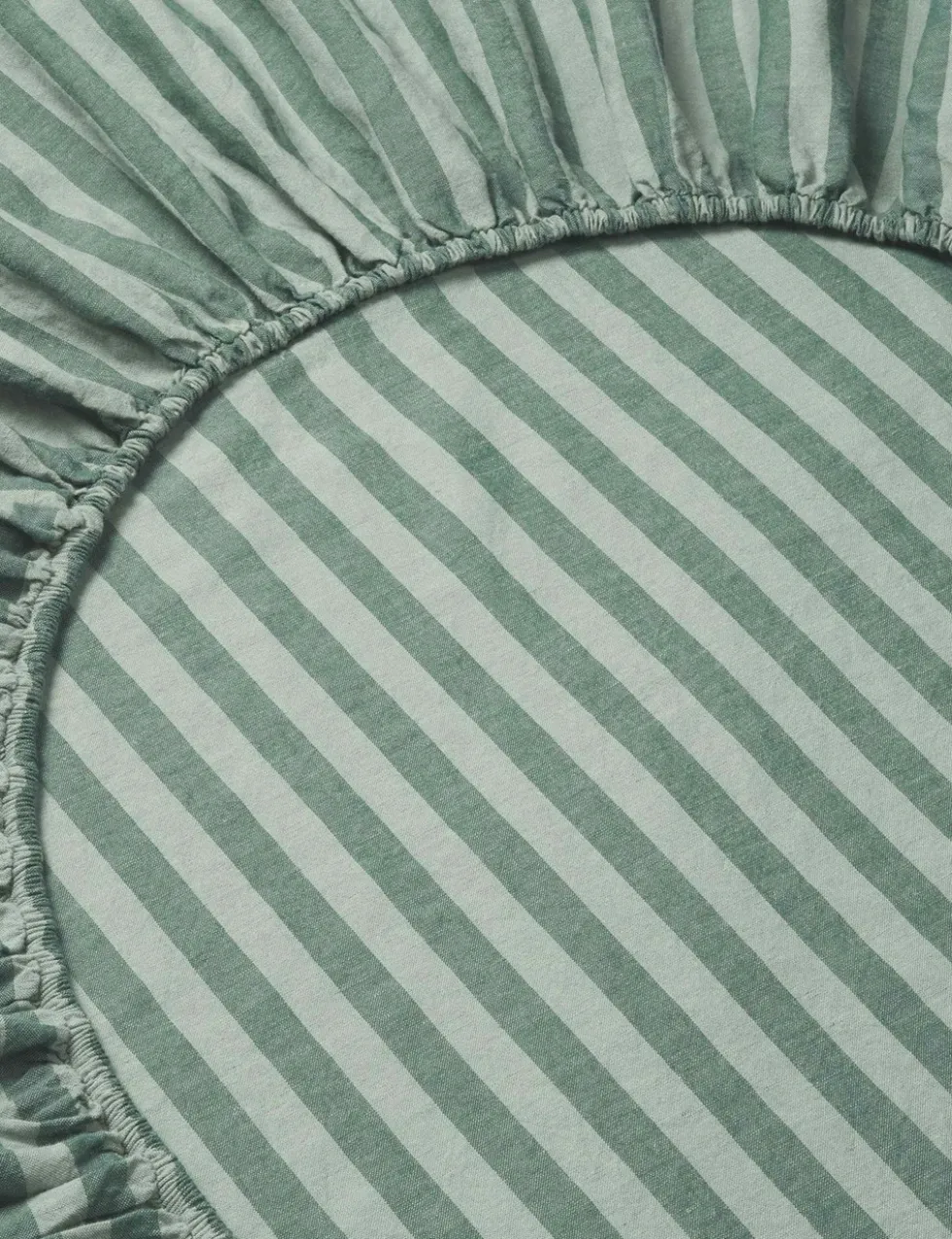 Pure Linen Pembroke Stripe Fitted Sheet