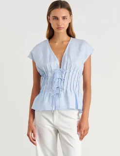 Pure Linen Pintuck Blouse
