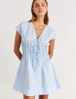 Pure Linen Pintuck Mini Dress