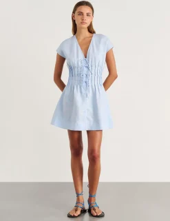 Pure Linen Pintuck Mini Dress