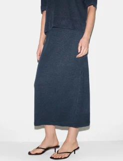 Pure Linen Pocket Detail Midi Pencil Skirt