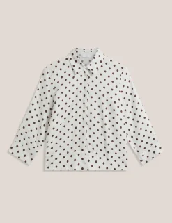 Pure Linen Polka Dot Button Through Shirt