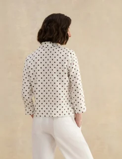 Pure Linen Polka Dot Button Through Shirt