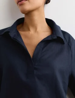 Pure Linen Popover Blouse