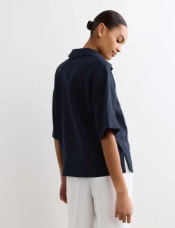 Pure Linen Popover Blouse