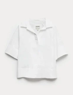 Pure Linen Popover Blouse