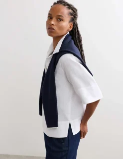 Pure Linen Popover Blouse