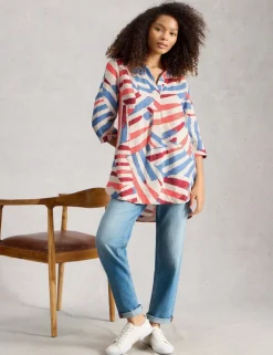 Pure Linen Printed Button Detail Tunic