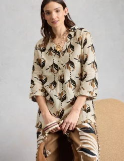 Pure Linen Printed Collared Tunic