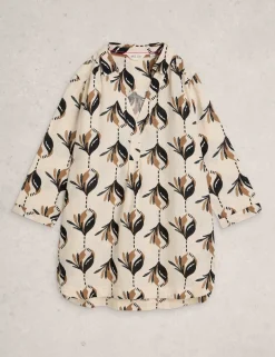Pure Linen Printed Collared Tunic