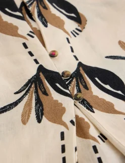 Pure Linen Printed Collared Tunic