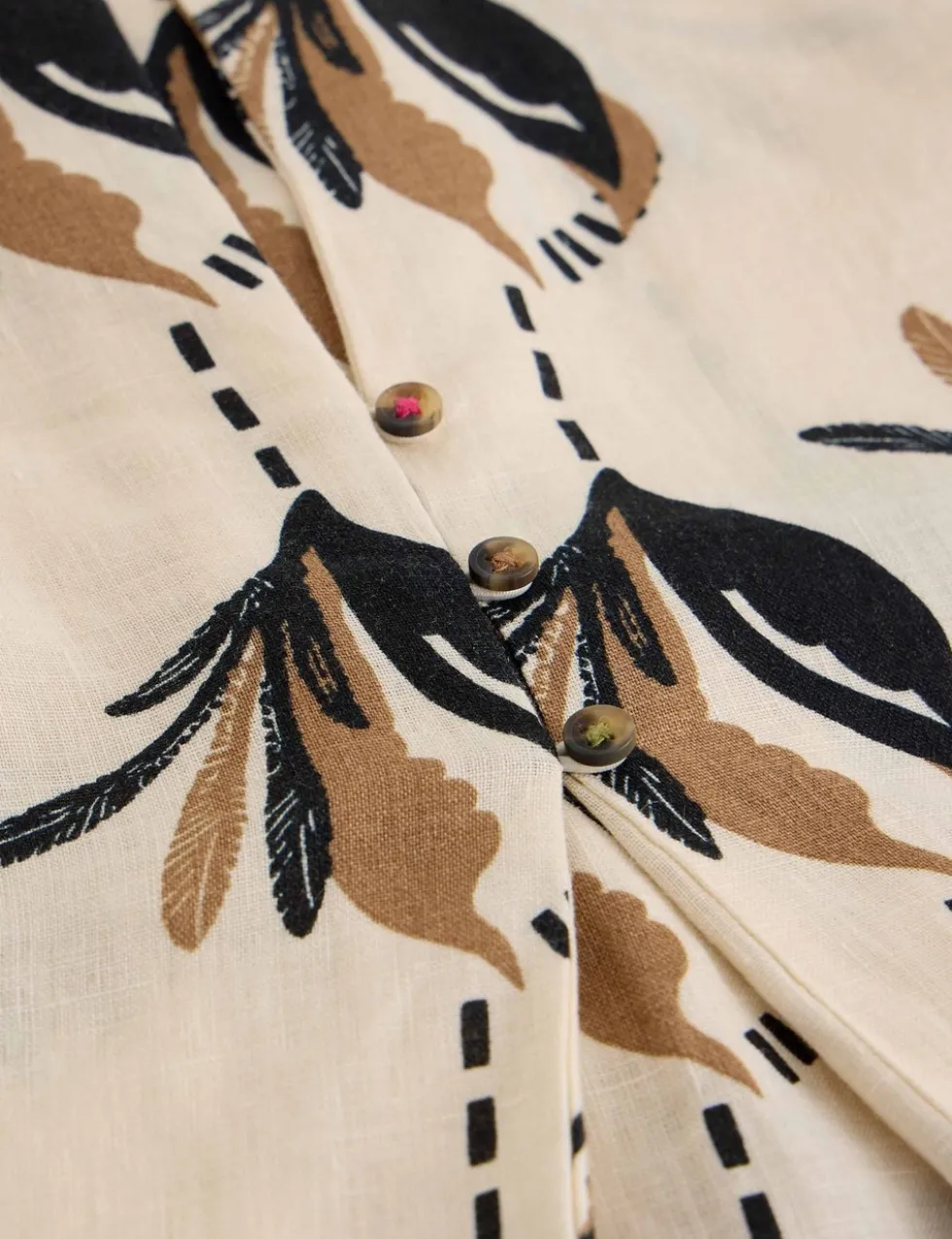 Pure Linen Printed Collared Tunic