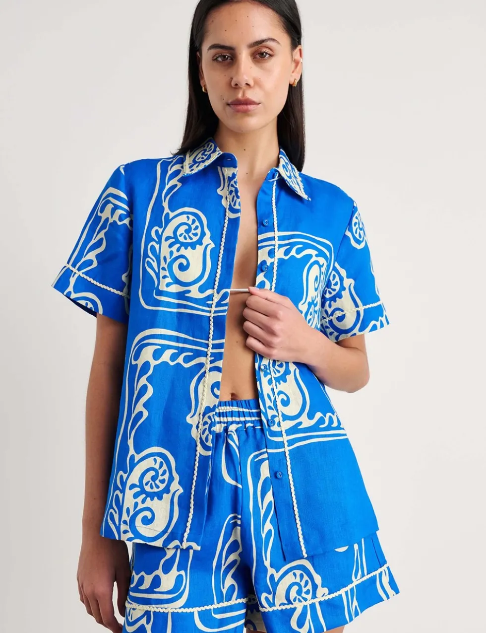 Pure Linen Printed Collared Shirt