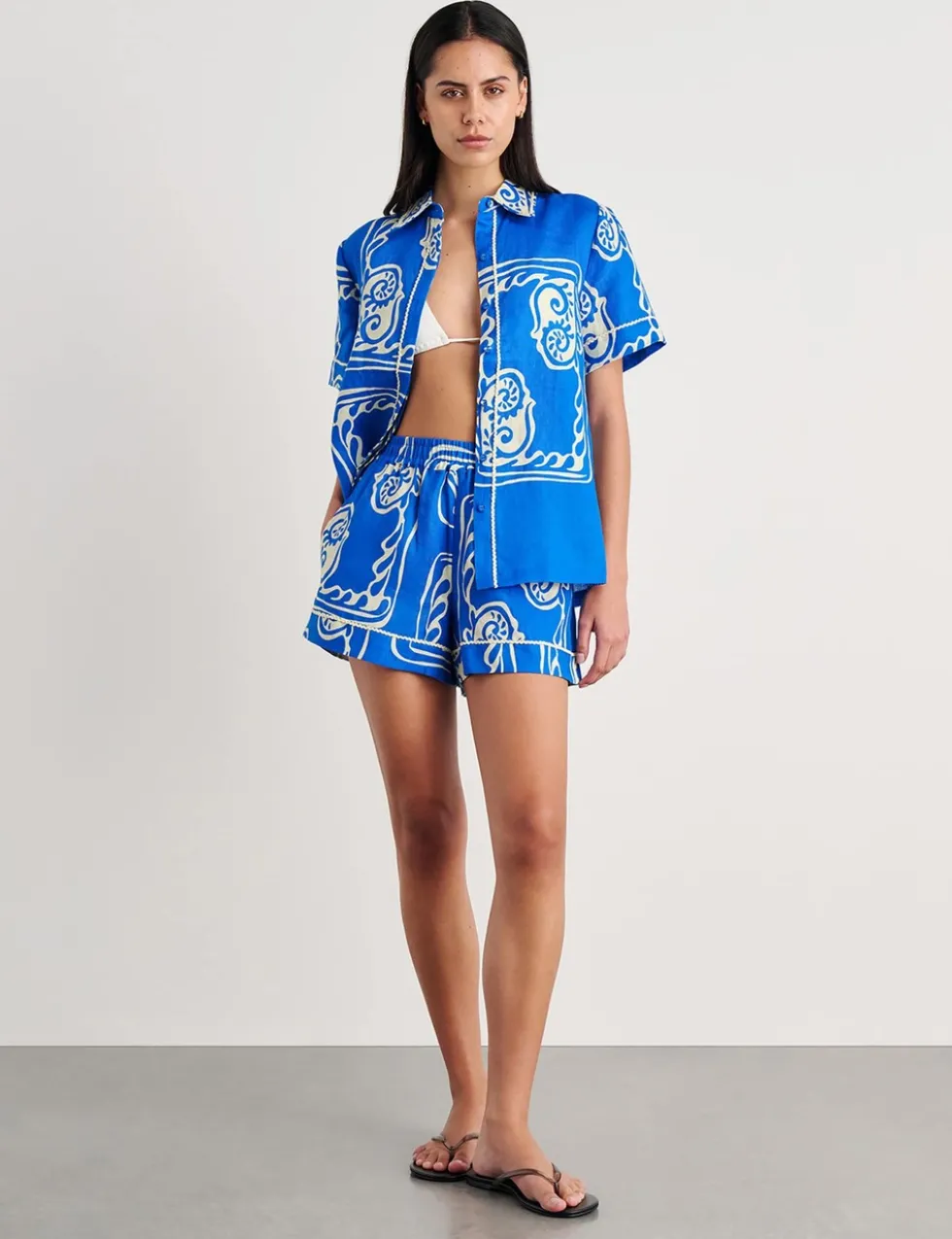 Pure Linen Printed Collared Shirt