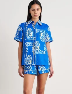 Pure Linen Printed Collared Shirt