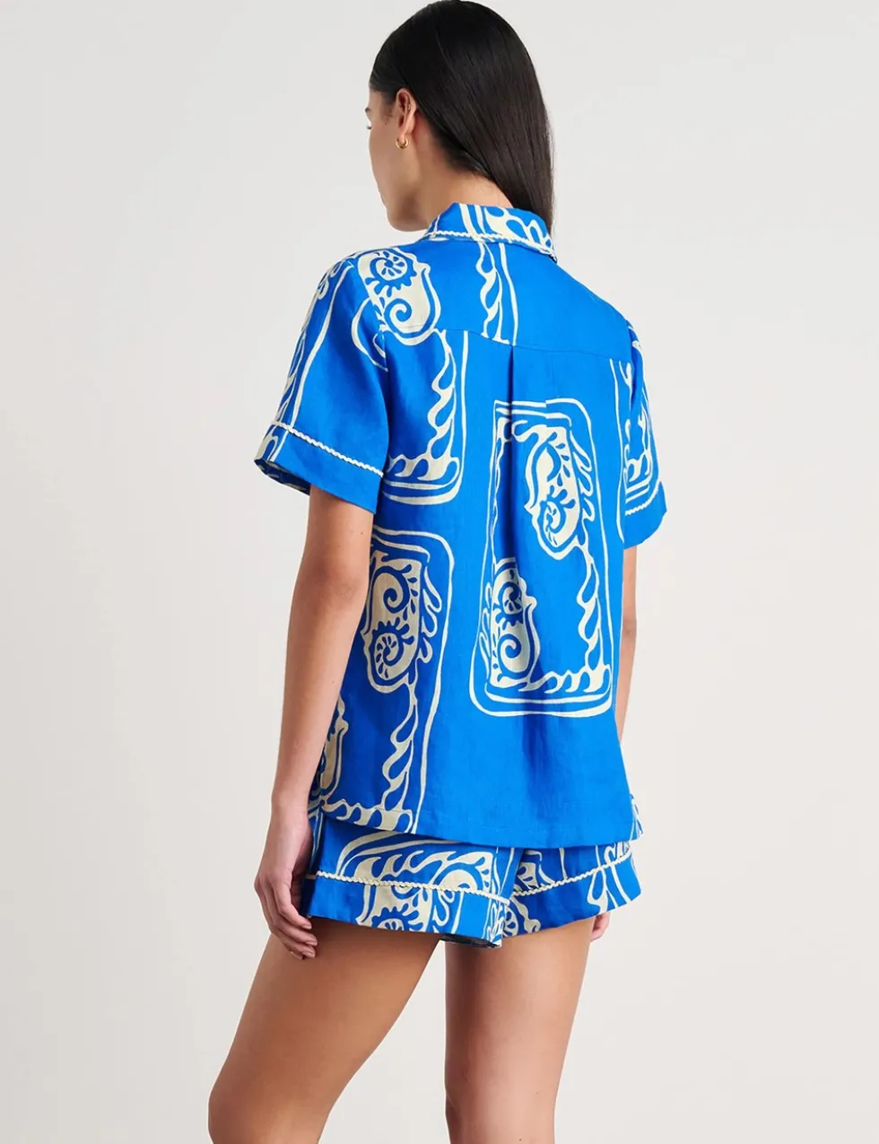 Pure Linen Printed Collared Shirt