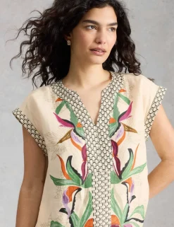 Pure Linen Printed Mini Shift Dress