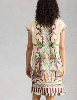 Pure Linen Printed Mini Shift Dress