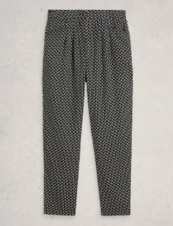 Pure Linen Printed Tapered Trousers